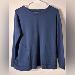 Pure Jill Navy Cotton Seamed Tunic with Pockets XS